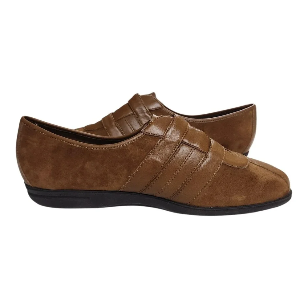 Vintage NOS Easy Spirit Sneakers Shoes 10W Wide Brown Suede Leather Retro